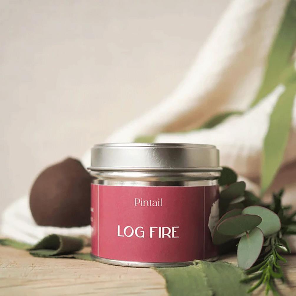 Pintail Candles Log Fire Tin Candle Extra Image 1